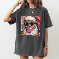 Retro Bubblegum Santa Shirt, Cool Santa Bubble Gum T-Shirt, Humorous Pink Bubble Santa Graphic Tee, Vintage Christmas T-Shirt, Holiday Present