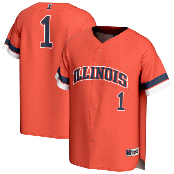 #1 Illinois Fighting Illini Collegiate Baseball Fashion Jersey - Orange