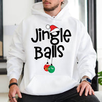 Adult Holiday Humor Sweatshirt, Jingle Balls Humorous Christmas Hoodie, Festive Graphic Pullover, Crude Christmas Humor Hoodie
