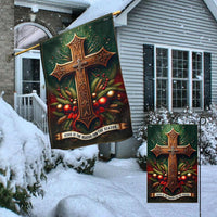 Ornate Cross Yard Flag, Jesus Is the Reason for the Season Christmas Garden Flag, Double-Sided Christian Holiday Lawn Flag