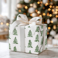 Forest Evergreen Gift Wrap, Watercolor Pine Tree Wrapping Paper, Rustic Winter Tree Wrapping Paper, Woodland Christmas Gift Wrap Roll