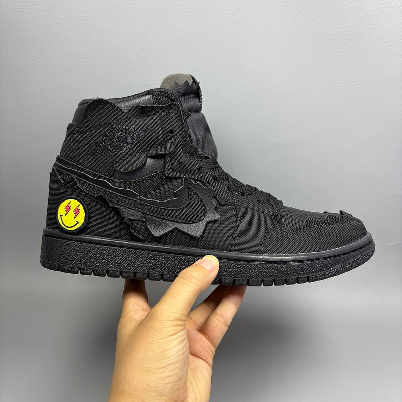 High Top Sneakers, Black Colorway, Strap Design, Casual Gift for Sneaker Fans