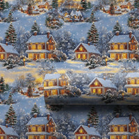 Winter Night Scene Gift Wrap, Snowy Christmas Village Wrapping Paper, Comfy Illuminated House Wrapping Paper, Festive Holiday Wrapping Paper