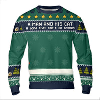 Humorous Cat Dad Christmas Sweater, A Man and His Cat Ugly Sweater, Adorable Cat Lover Holiday Sweatshirt, Xmas Pet Pullover, Winter Crewneck