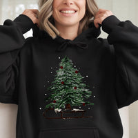 Watercolor Winter Sled Hoodie, Christmas Tree Hoodie, Holiday Sledding Pullover, Comfy Winter Christmas Hoodie, Merry Xmas Season Sweatshirt