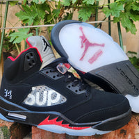 High Top Sneakers, Black Red Colorway, Lace Up Design, Casual Gift for Sneaker Fans