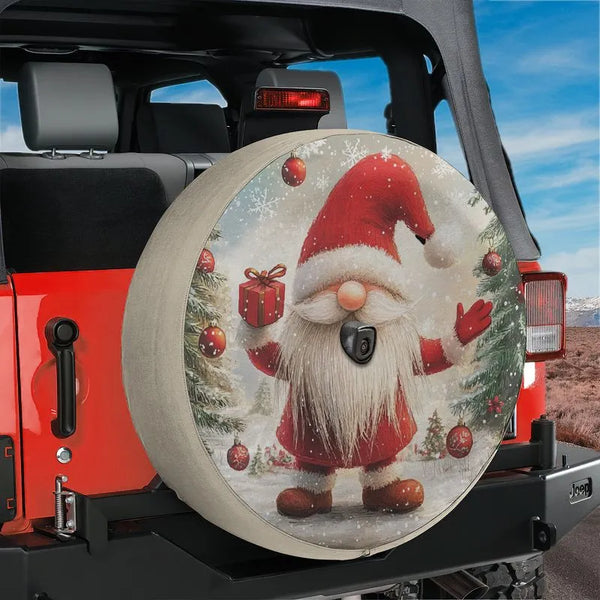 Holiday Winter Gnome Wheel Cover, Christmas Gnome Spare Tire Cover, Festive Xmas Tire Protector, Waterproof Seasonal Decor fo