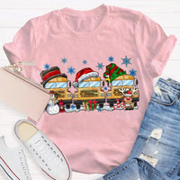 Snowflake Holiday Graphic T-Shirt, School Bus Christmas Shirt, Adorable Bus Driver Christmas Tee, Back to School Winter Holiday Shirt
