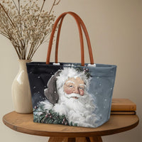 Classic Christmas Holly Tote Bag, Vintage Santa Claus Tote Bag, Retro Holiday Shoulder Handbag, Festive Xmas Everyday Carryall Tote Bag