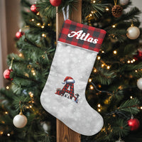 Custom Name Monogram Holiday Stocking, Personalized Buffalo Plaid Christmas Stocking, Rustic Plaid Xmas Stocking, Family Holiday Mantle Present