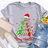 Festive Merry Tree Graphic Tee, Christmas Candy Tree T-Shirt, Holiday Candy Cane Christmas Shirt, Adorable Winter Apparel, Christmas Present