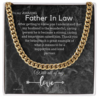 Mens 5mm Chain Jewelry, Father in Law Cuban Link Chain Necklace, Sentimental Birthday Christmas Present from Daughter in Law