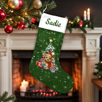 Custom Name Dog Holiday Stocking, Personalized Chihuahua Christmas Stocking, Adorable Puppy Pet Lover Christmas Stocking, Festive Home Decor