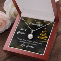 Cushion Cut CZ Pendant Necklace, Granddaughter Eternal Hope Necklace, White Gold Over Stainless Steel, Christmas Keepsake Jewelry Present