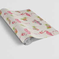 Flamingo Palm Tree Holiday Gift Wrap, Tropical Christmas Wrapping Paper, Coastal Beachy Present Paper, Festive Summer Xmas Gift Wrap