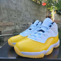 High Top Sneakers, White Yellow Colorway, Lace Up Design, Casual Gift for Sneaker Fans