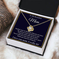 Cubic Zirconia Pendant Necklace, Love Knot Necklace for Mom, 14k White Gold Finish Jewelry, Meaningful Mother Christmas Present, Birthday Present