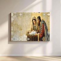 Holy Family Christmas Canvas Print, Nativity Scene Canvas Wall Art, Religious Christian Canvas Artwork, Manger Scene Holiday Wall Decor