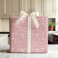 Modern Winter Gift Wrap, Dusty Pink Snowflake Wrapping Paper, Pastel Snowflake Wrapping Paper, Chic Christmas Birthday Gift Wrapping Paper