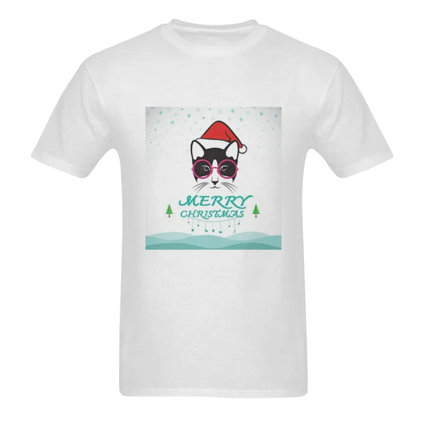 Santa Hat Cat with Glasses Shirt, Smart Kitty Cat Christmas T-Shirt, Adorable Holiday Cat Tee, Humorous Xmas Graphic T-Shirt,