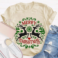 Festive Reindeer Holiday Graphic Tee, Christmas Elk T-Shirt, Winter Deer Shirt, Adorable Merry Christmas Animal T-Shirt, Xmas Apparel