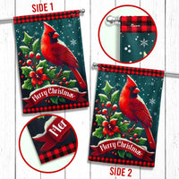 Double-Sided Winter Holiday Yard Flag, Cardinal Bird Merry Christmas Garden Flag, Red Bird Festive Lawn Flag