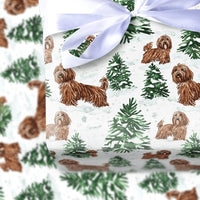 Winter Snow Tree Gift Wrap, Havanese Dog Christmas Wrapping Paper, Watercolor Dog Holiday Wrapping Paper, Adorable Pet Lover Gift Wrap Roll