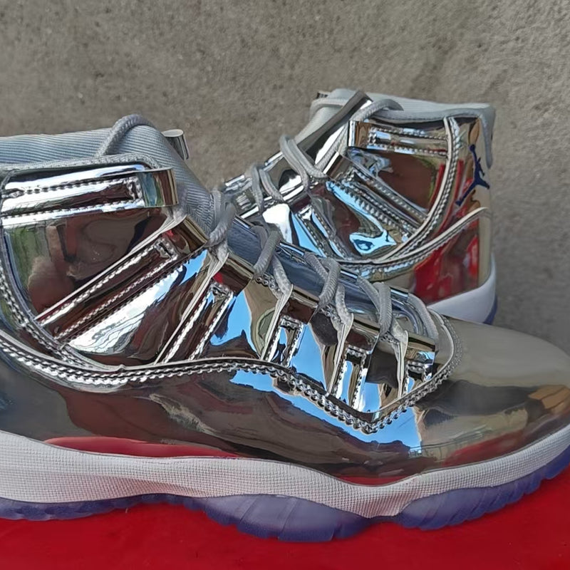 High Top Sneakers, Silver Red Colorway, Lace Up Design, Casual Gift for Sneaker Fans