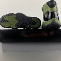 High Top Sneakers, Army Green Black Colorway, Leather Footwear, Lace Up Design, Casual Gift for Sneaker Fans