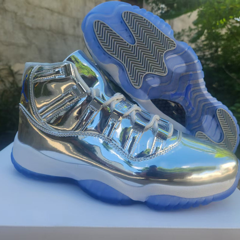 High Top Sneakers, Silver Colorway, Lace Up Design, Casual Gift for Sneaker Fans