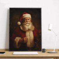 Retro Christmas Portrait Art Print, Classic Vintage Santa Claus Poster, Nostalgic Holiday Wall Art, Festive Winter Xmas Poster