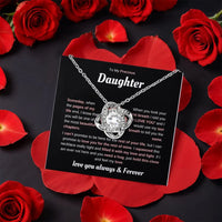 Intertwined Love Knot Pendant, Daughter Love Knot Necklace, CZ Crystal Knot Jewelry, Birthday Christmas Present for Daughter, Rose Gift Box