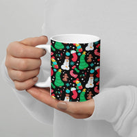 Naughty Phallic Pattern Holiday Mug, Humorous Adult Christmas Ceramic Mug, Gag Dirty Santa Coffee Cup, White Elephant Present, Secret Santa Mug