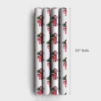 Santa Driving Pickup Gift Wrap, Vintage Red Truck Christmas Wrapping Paper, Farmhouse Holiday Wrapping Paper, Rustic Christmas Gift Wrap