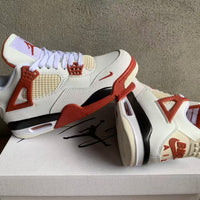 Mid Top Sneakers, Beige Red Colorway, Lace Up Design, Casual Gift for Sneaker Fans