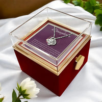 Sentimental Daughter Love Knot Pendant, To My Daughter Love Knot Necklace, Rotating Rose Gift Box Knot Jewelry, Birthday Christmas Present
