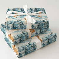 Snowy Forest Holiday Gift Wrap, Gingerbread Man Christmas Wrapping Paper, Adorable Winter Cookie Wrapping Paper