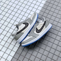 Low Top Sneakers, Gray White Colorway, Lace Up Design, Casual Gift for Sneaker Fans