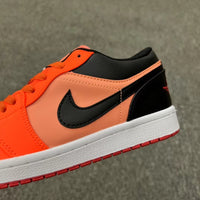 Low Top Basketball Shoes, Black Orange Colorway, Lace Up Design, Casual Gift for Shoe Lovers