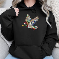 Santa Hat Duck Hoodie, Mallard Duck Christmas Hoodie, Humorous Xmas Duck Hunting Hooded Sweatshirt, Winter Birding Duck Lover Hoodie Present