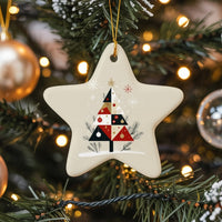 Mid-Century Modern Star Ornament, Geometric Christmas Tree Star Ornament, Ceramic Holiday Star Ornament, Retro Festive Tree Decor Present
