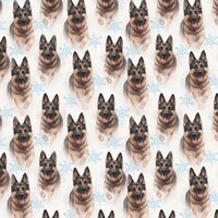 Winter Pine Tree Dog Wrapping Paper, German Shepherd Christmas Wrapping Paper, Snowflakes and Shepherds Holiday Wrapping Paper