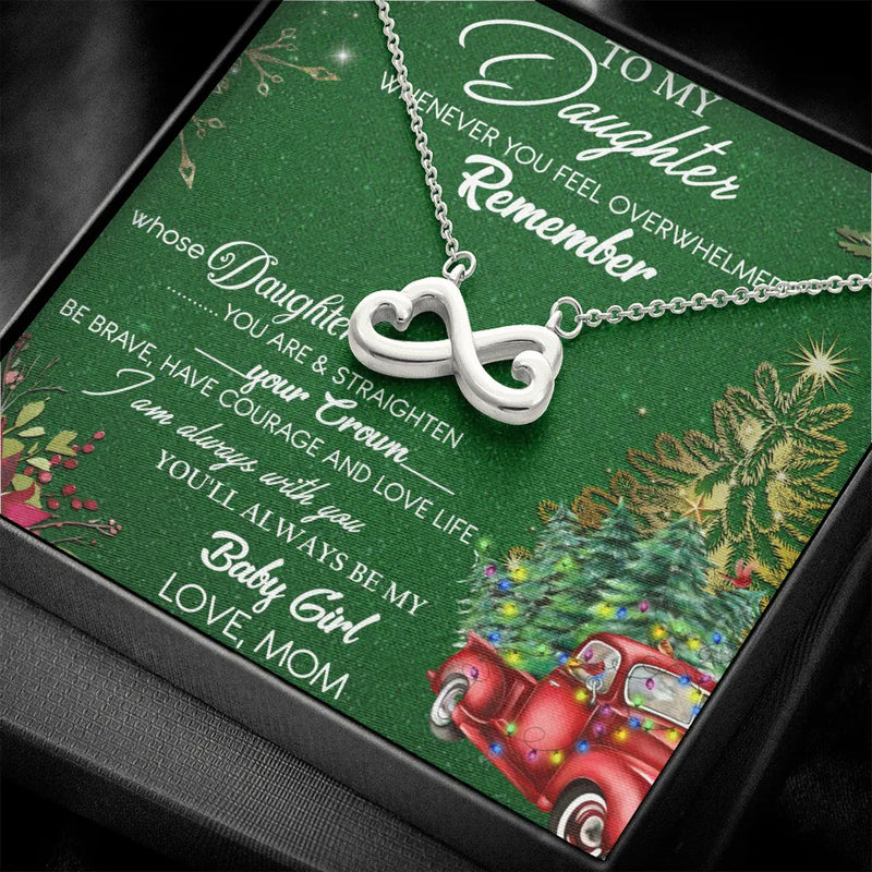 Christmas Heart Necklace, Infinity Heart Necklace for Daughter, Gold Finish Infinity Necklace, Daughter Holiday Necklace, Present from Mom