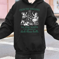 Hip Hop Holiday Pun Sweatshirt, Deck the Halls Rap Humorous Christmas Hoodie, Retro Xmas Party Hooded Pullover, Ugly Christmas Humor Sweatshirt