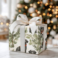 Watercolor Christmas Dog Gift Wrap, Black Lab Wrapping Paper, Snowy Tree Labrador Wrapping Paper, Holiday Pet Gift Wrap, Winter Dog Paper