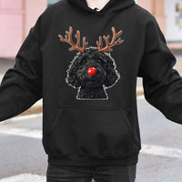 Reindeer Antlers Doodle Sweatshirt, Goldendoodle Christmas Hoodie, Humorous Dog Mom Holiday Hoodie, Winter Dog Lover Present Pullover
