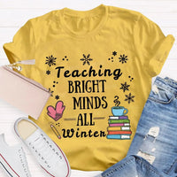 Winter Holiday Educator Shirt, Snowflake Teaching Bright Minds Teacher Christmas T-Shirt, Teacher Christmas Lights Tee, Holiday T-Shirt