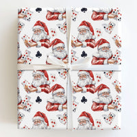Poker Santa Gift Wrap, Santa Playing Cards Wrapping Paper, Watercolor Card Player Christmas Wrapping Paper, Vegas Holiday Gift Wrap Roll