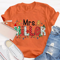 Custom Name Holiday Tee, Personalized Christmas Teacher T-Shirt, Adorable Merry Educator Shirt, Christmas Teacher Present