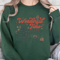 Retro Holiday Tree Fireplace Crewneck, Most Wonderful Time Christmas Sweatshirt, Comfy Festive Winter Sweater, Vintage Xmas Pullover Present